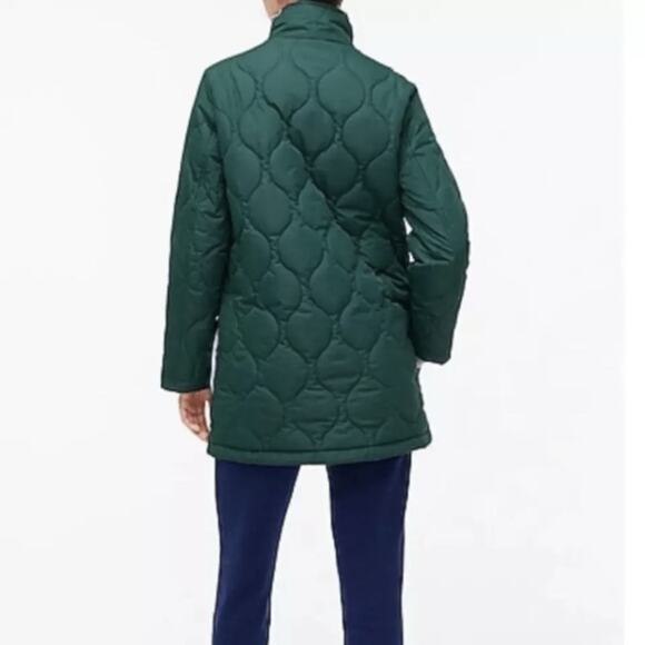 J. Crew Factory City Puffer Coat Forest Green Women’s Size Small - Picture 2 of 13